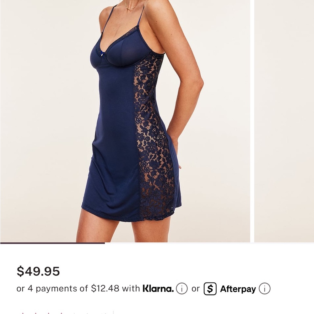 AdoreMe Navy Lace Slip Dress
